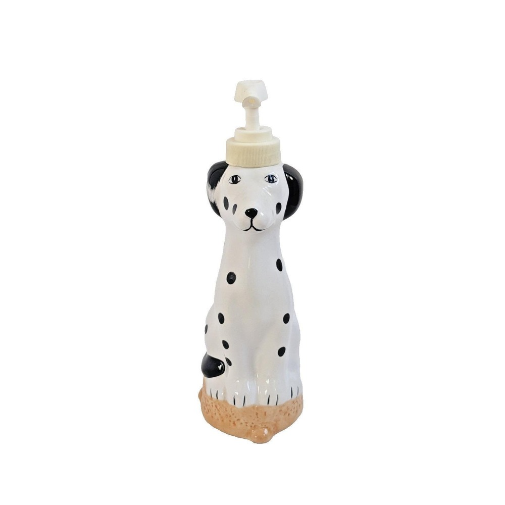 Vintage 90's Allure Ceramic Dalmatian Dog Soap Lotion Pump Dispenser Spotted Dog